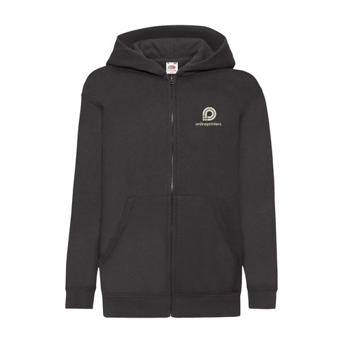Bomulds sweatshirt jakke med hætte og fuld lynlås.