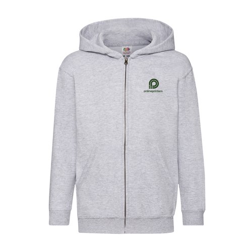 Gråmeleret sweatshirtjakke i bomuldsblanding med hætte og fuld lynlås.