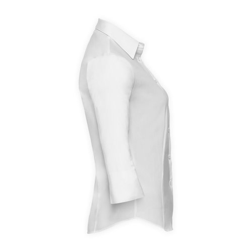 Hvid bomuldsbluse med stretch til damer.