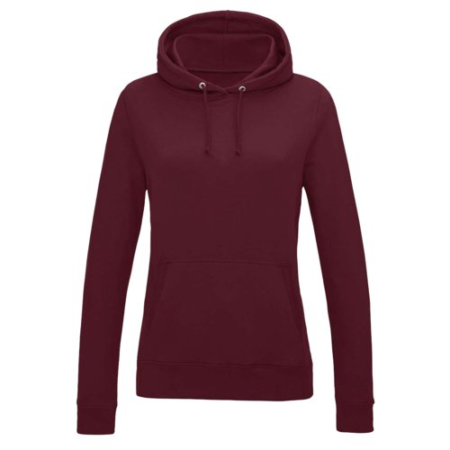 Burgundy college-stil bomulds-polyester httetrje med htte og kngurulomme.