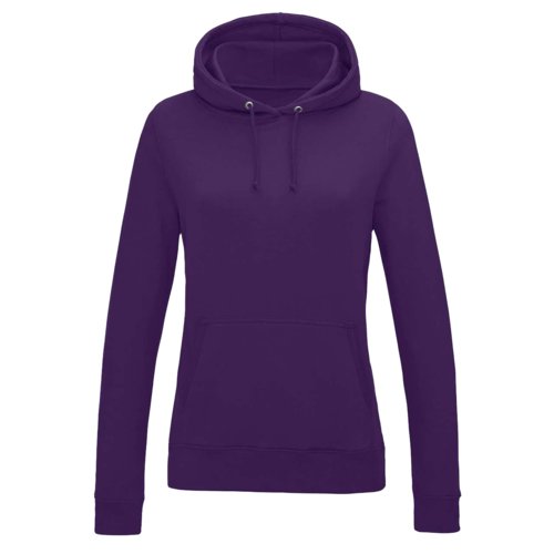 Violet bomulds-polyester sweatshirt med htte og kngurulomme.