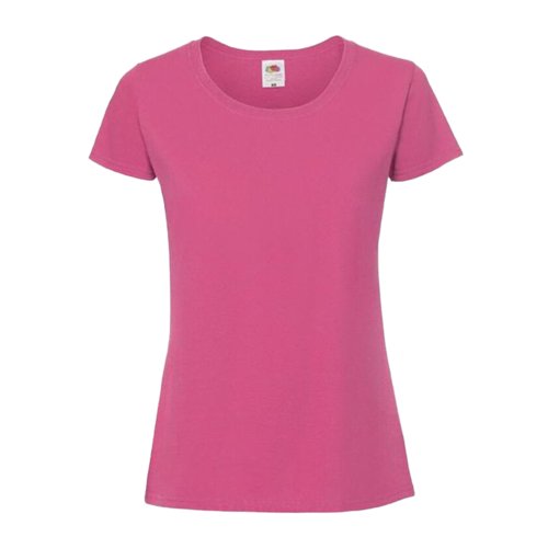 Fuchsia bomulds t-shirt til damer med korte rmer.