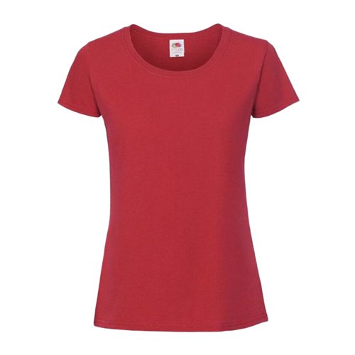 Rd bomulds T-shirt til damer med korte rmer.