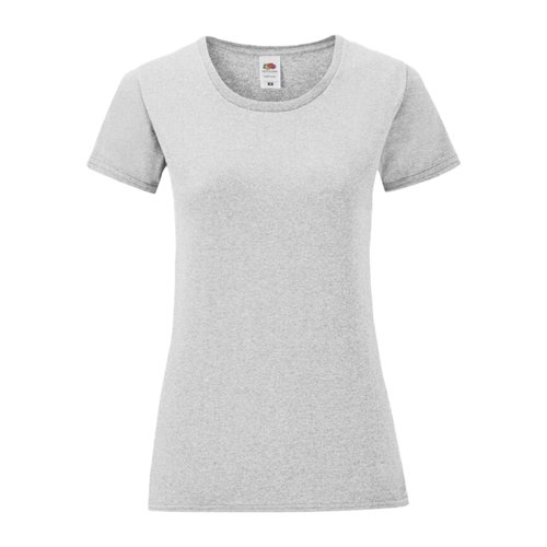 Lysegr bomulds-T-shirt til damer med korte rmer.