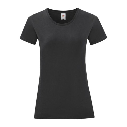 Sort dame-T-shirt i bomuld med korte rmer.