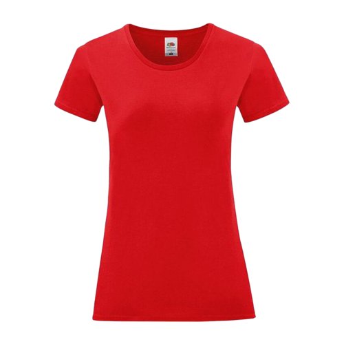 Rd dame T-shirt i bomuld med korte rmer.