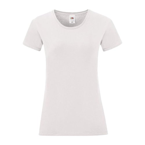 Hvid bomulds T-shirt til damer med korte rmer og rund hals.