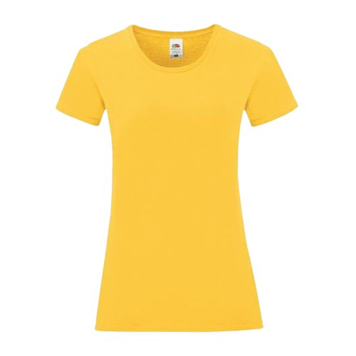 Gul bomulds T-shirt til damer med korte rmer.