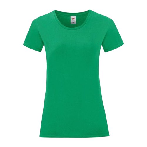 Grn bomulds-T-shirt til damer med rund hals og korte rmer.
