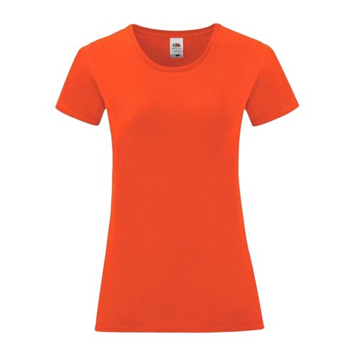 Orange dame T-shirt i bomuld med korte rmer.