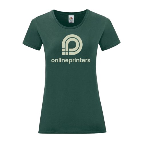 Grn bomulds-T-shirt til damer med korte rmer.