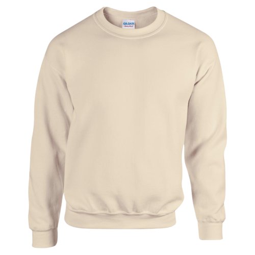 Sandfarvet herre sweatshirt i bomuldsblanding med rund hals.