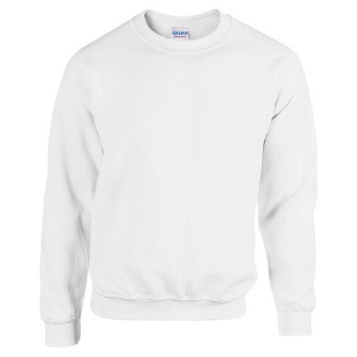 Hvid bomuld-polyester sweatshirt til mnd med rund hals.