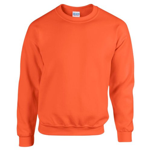 Orange herre sweatshirt i bomuldsblanding med rund hals og lange rmer.