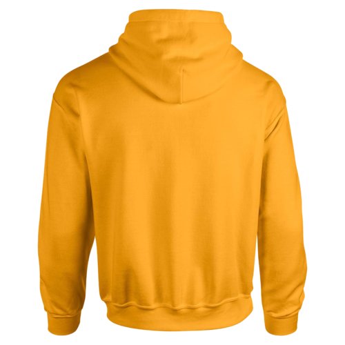 Guldgul bomuld-polyester httetrje med htte og kngurulomme.