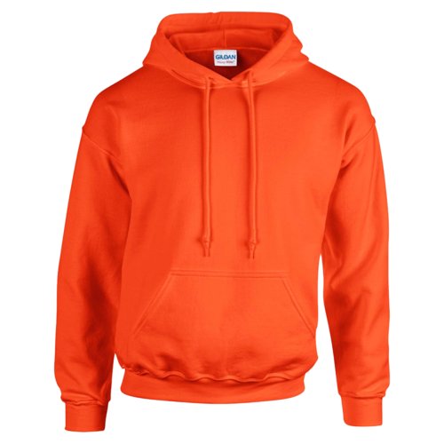 Orange bomuldsblanding herrehoodie med htte og kngurulomme.