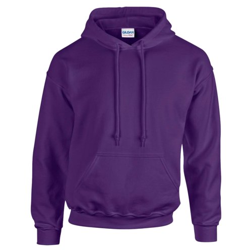 Violet herrehoodie i bomuldsblanding med snre og kngurulomme.