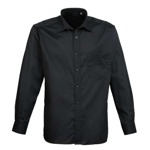 Sort poplin skjorte i polyester og bomuld til mnd.