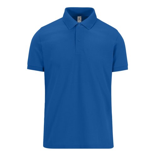 Kongebl bomuldspoloshirt til mnd med kort knaplukning.