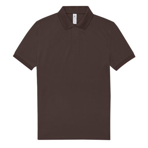Mrkebrun bomuldspoloshirt til mnd med kort knapstolpe.