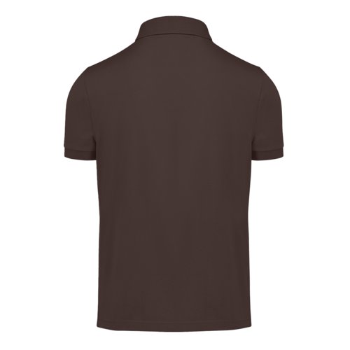 Mrkebrun bomuldspoloshirt til mnd med kort knapstolpe.