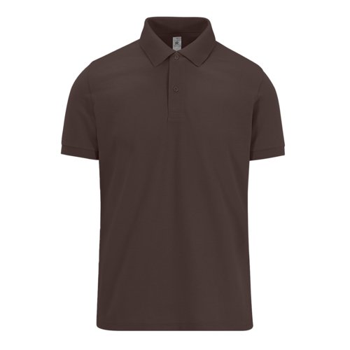 Mrkebrun bomuldspoloshirt til mnd med kort knapstolpe.