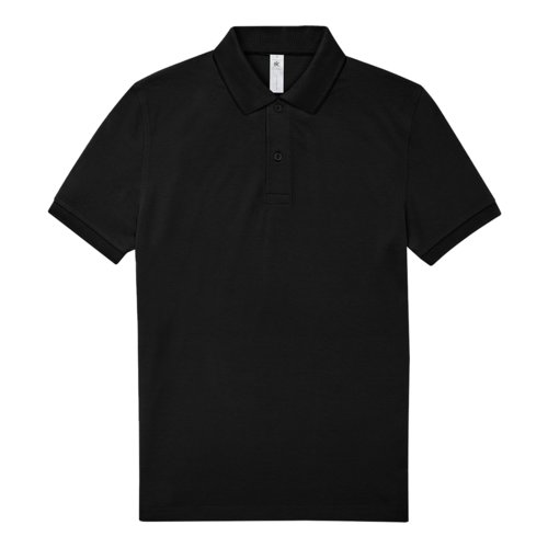 Sort bomulds polo shirt til mnd med kort knapstolpe.