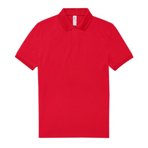 Rd bomulds polo shirt til mnd med kort knaplukning.