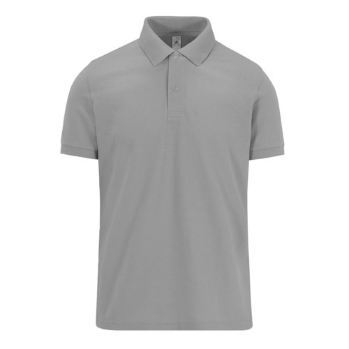 Gr bomulds polo shirt til mnd med kort knaplukning.