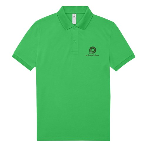 Grn bomulds polo shirt til mnd med kort knapliste.