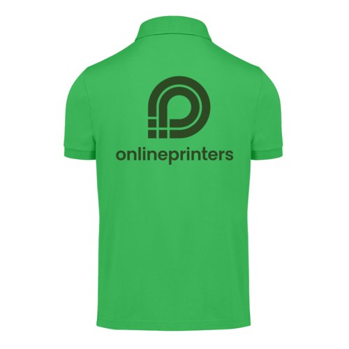 Grn bomulds polo shirt til mnd med kort knaplukning.
