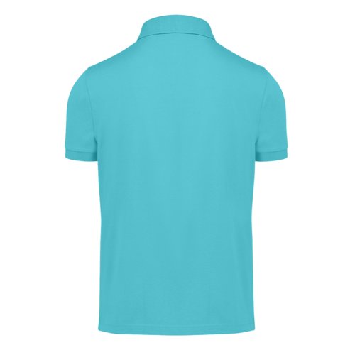 Turkis bomulds polo shirt til mnd med kort knapliste.