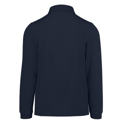 Marinebl bomuldspoloshirt med lange rmer til mnd.