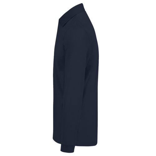 Navybl bomuldspoloshirt med lange rmer til mnd.