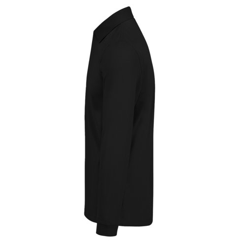 Sort bomuldspoloshirt med lange rmer til mnd.