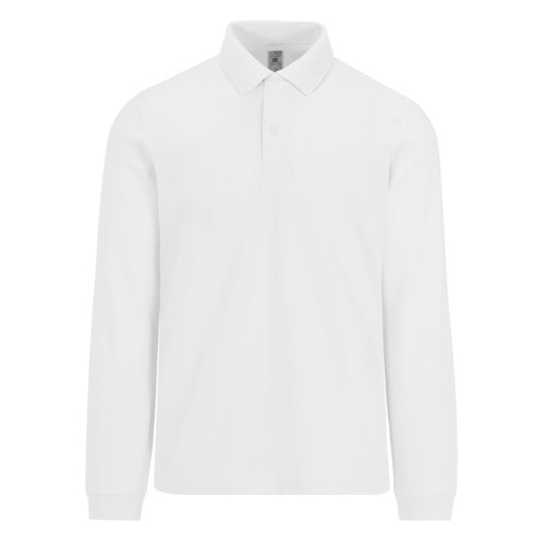 Hvid bomulds polo shirt med lange rmer til mnd.