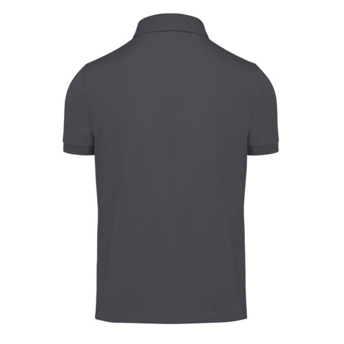 Mrkegr bomuldspoloshirt til mnd med korte rmer.