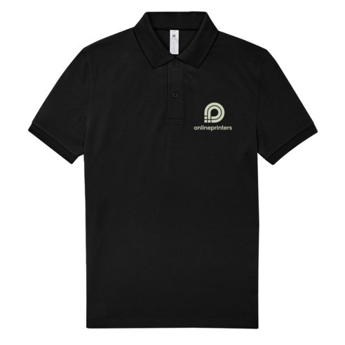 Sort bomulds polo shirt til mnd med kort knaplukning.