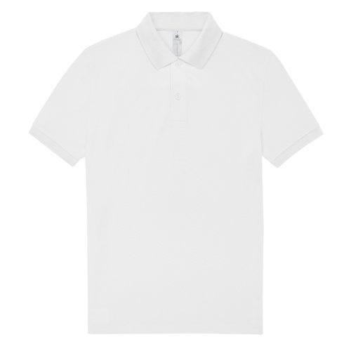 Hvid bomulds polo shirt til mnd med kort knapstolpe.