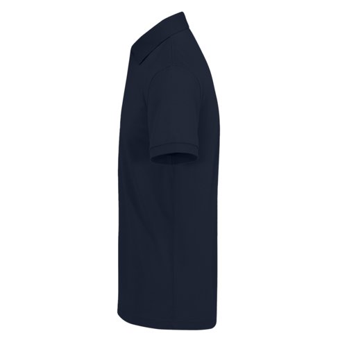 Navybl polo shirt i genanvendt polyester-bomuldsblanding med krave.