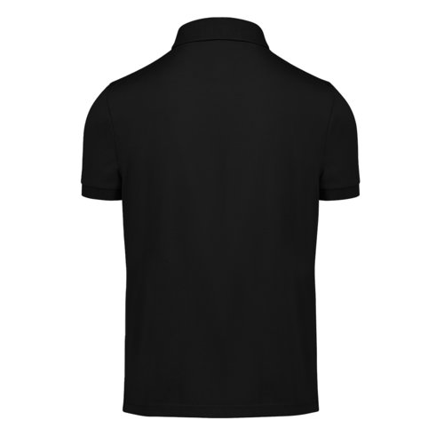 Sort poloshirt af genanvendt polyester og bomuld til mnd.