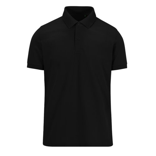Sort poloshirt af genanvendt polyester og bomuld til mnd.