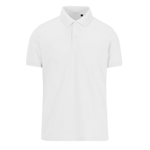 Hvid poloshirt i genanvendt polyester og bomuld til mnd.