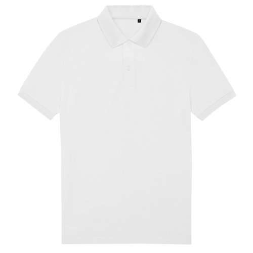 Hvid poloshirt i genanvendt polyester og bomuld til mnd.