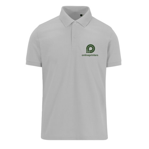 Gr stof polo shirt til mnd med kort knaplukning.