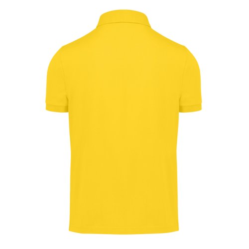 Gul poloshirt i genanvendt polyester og bomuld til mnd.