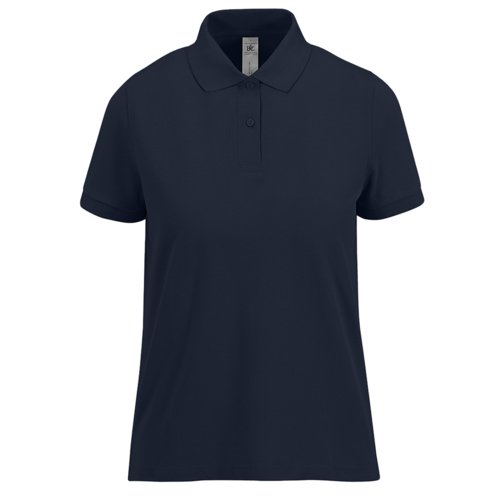 Marinebl bomuldspoloshirt til damer med korte rmer.