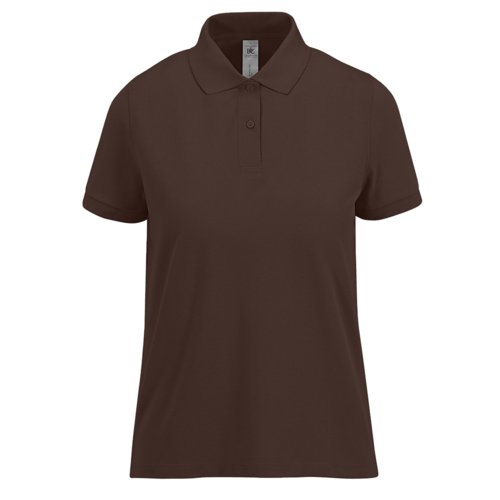 Mrkebrun bomuldspoloshirt til kvinder med korte rmer.
