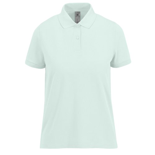Mintgrn bomulds polo shirt til kvinder med kort knapliste.