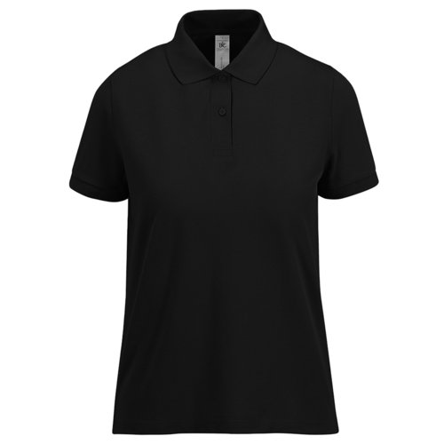 Sort bomulds polo shirt til damer med korte rmer.